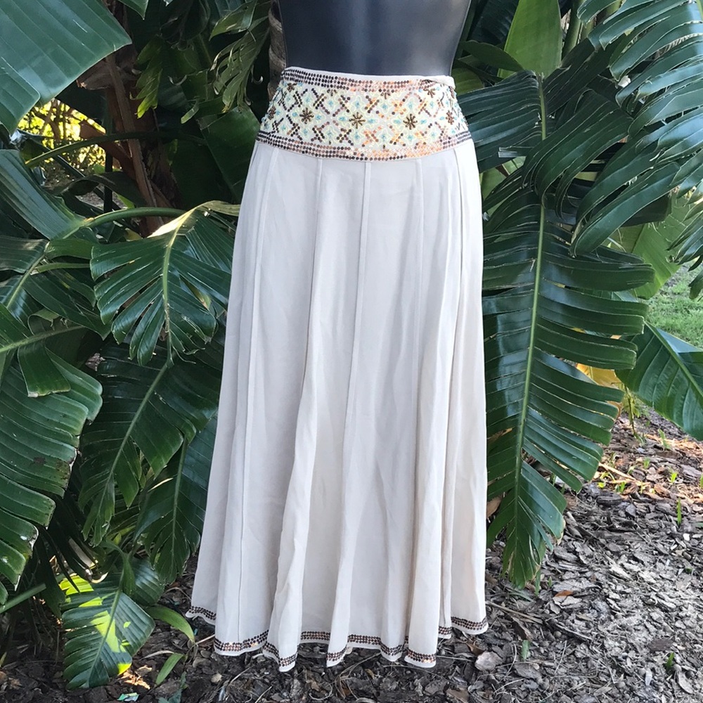 DKNY Sequins and beaded silk pleated skirt